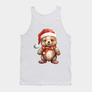 Grizzly Bear in Santa Hat Tank Top